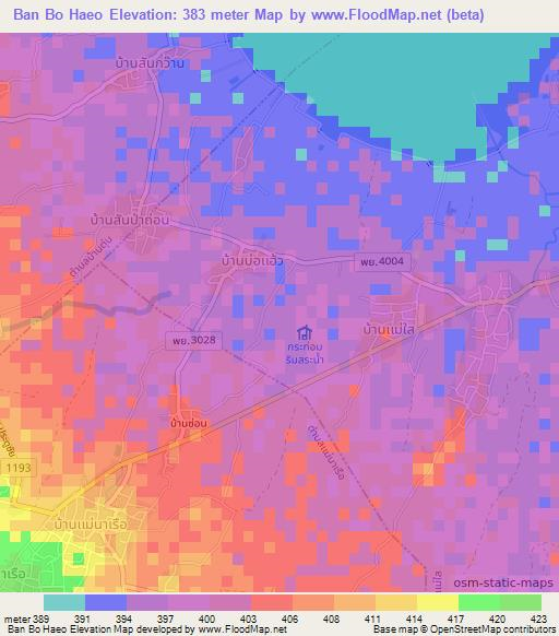 Ban Bo Haeo,Thailand Elevation Map