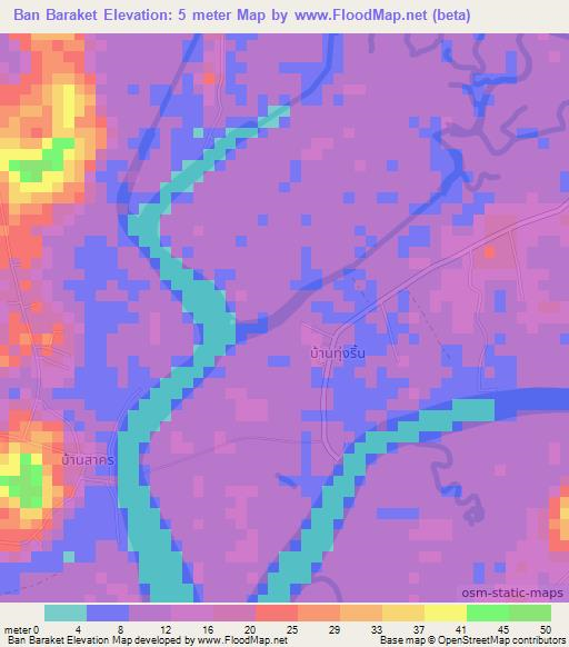 Ban Baraket,Thailand Elevation Map