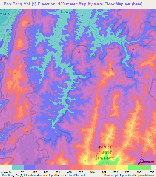 Ban Bang Yai (1),Thailand Elevation Map