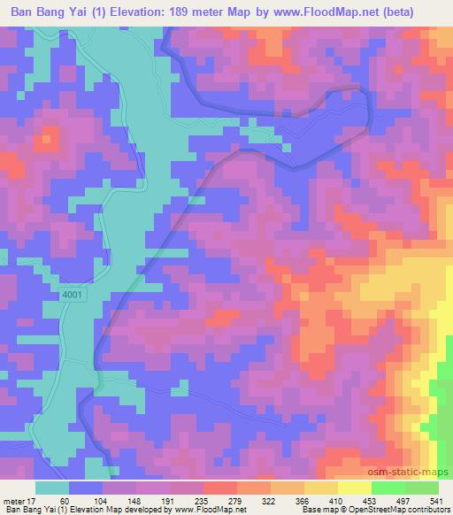 Ban Bang Yai (1),Thailand Elevation Map