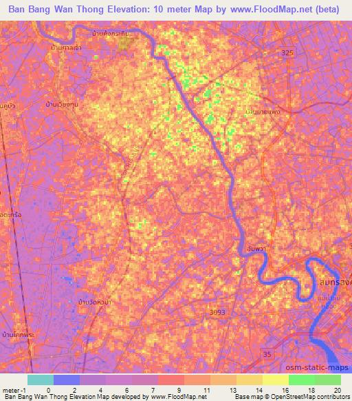 Ban Bang Wan Thong,Thailand Elevation Map