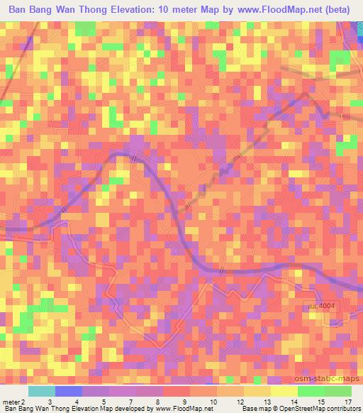 Ban Bang Wan Thong,Thailand Elevation Map