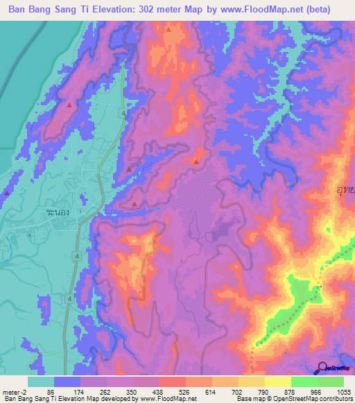 Ban Bang Sang Ti,Thailand Elevation Map