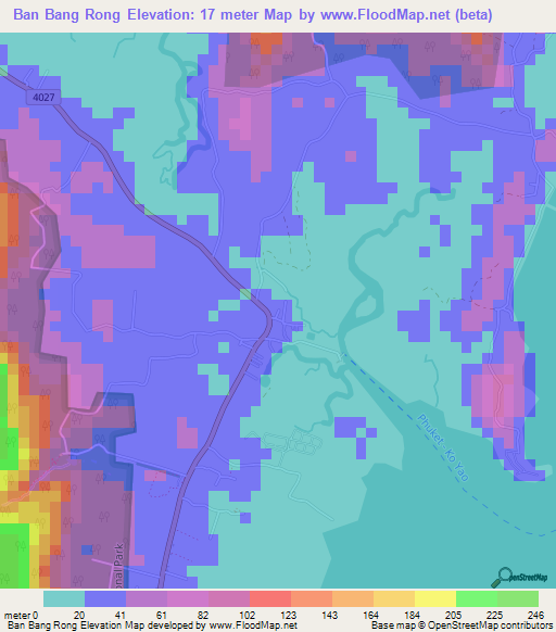 Ban Bang Rong,Thailand Elevation Map