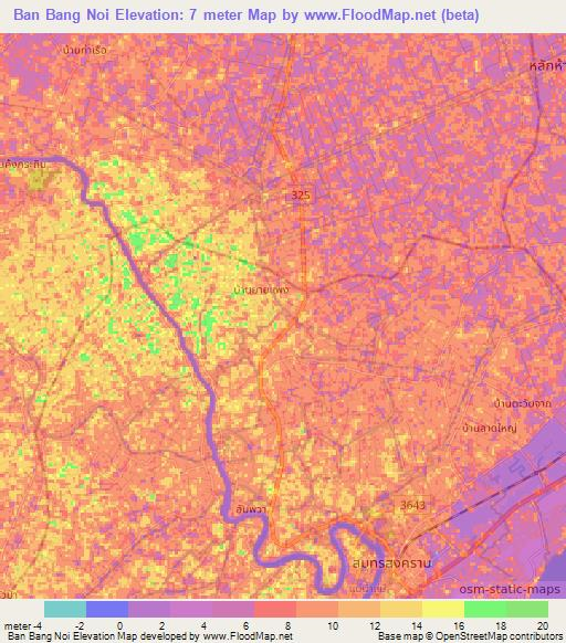 Ban Bang Noi,Thailand Elevation Map