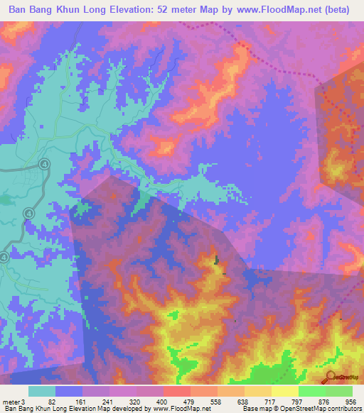 Ban Bang Khun Long,Thailand Elevation Map