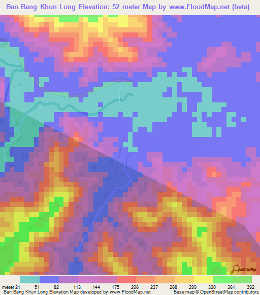 Ban Bang Khun Long,Thailand Elevation Map