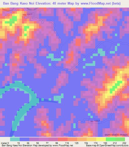 Ban Bang Kaeo Noi,Thailand Elevation Map
