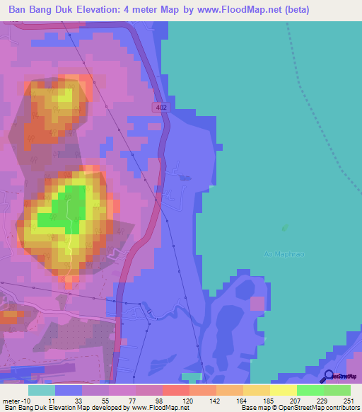 Ban Bang Duk,Thailand Elevation Map
