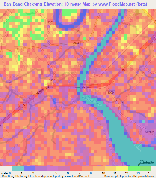 Ban Bang Chakreng,Thailand Elevation Map