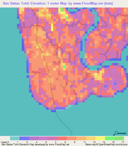 Ban Bakan Tohit,Thailand Elevation Map