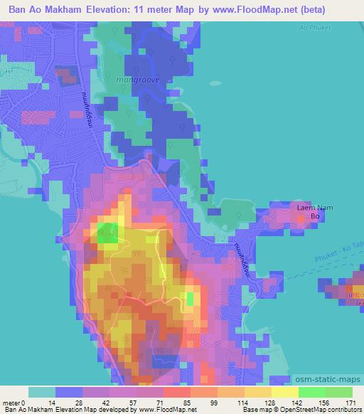 Ban Ao Makham,Thailand Elevation Map