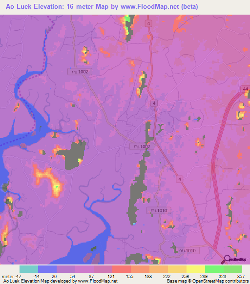 Ao Luek,Thailand Elevation Map
