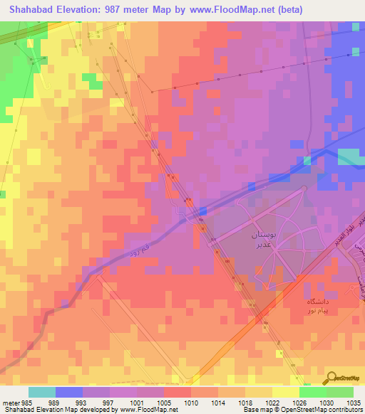 Shahabad,Iran Elevation Map