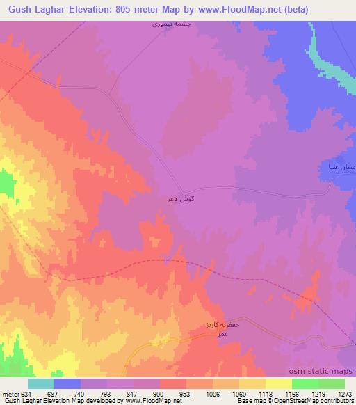 Gush Laghar,Iran Elevation Map