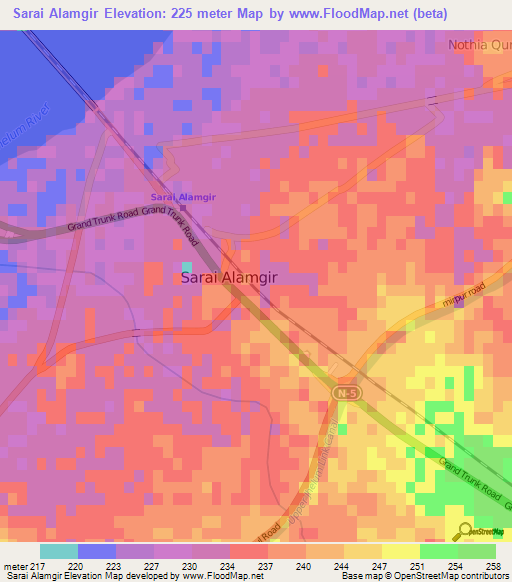 Sarai Alamgir,Pakistan Elevation Map