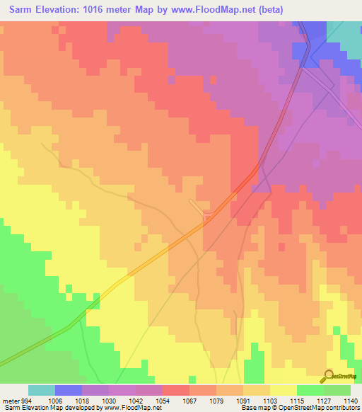 Sarm,Iran Elevation Map