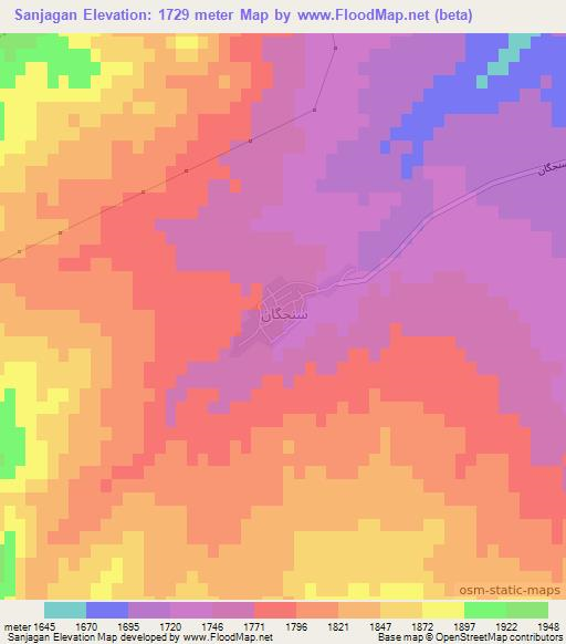 Sanjagan,Iran Elevation Map