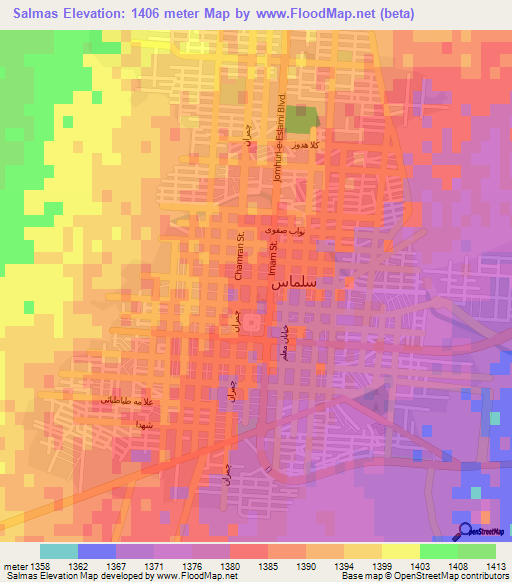 Salmas,Iran Elevation Map