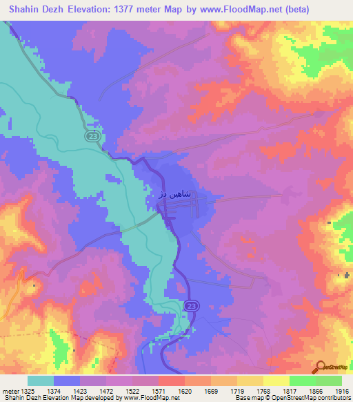 Shahin Dezh,Iran Elevation Map
