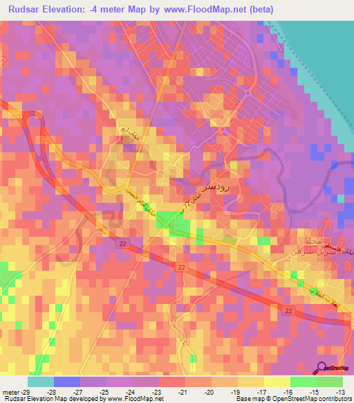 Rudsar,Iran Elevation Map