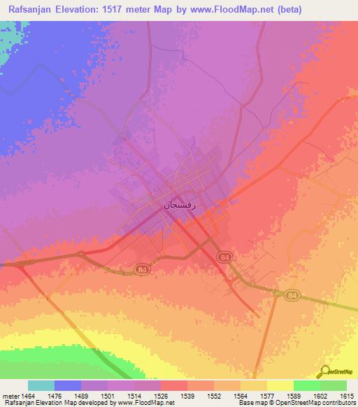 Rafsanjan,Iran Elevation Map