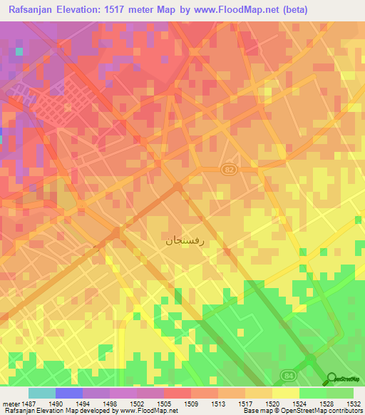 Rafsanjan,Iran Elevation Map