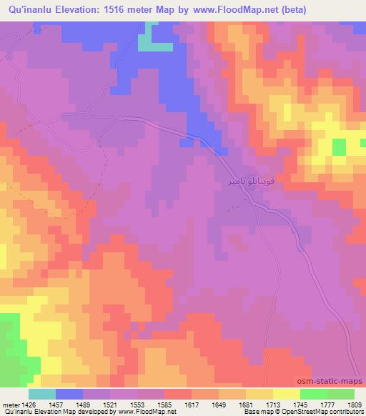 Qu'inanlu,Iran Elevation Map
