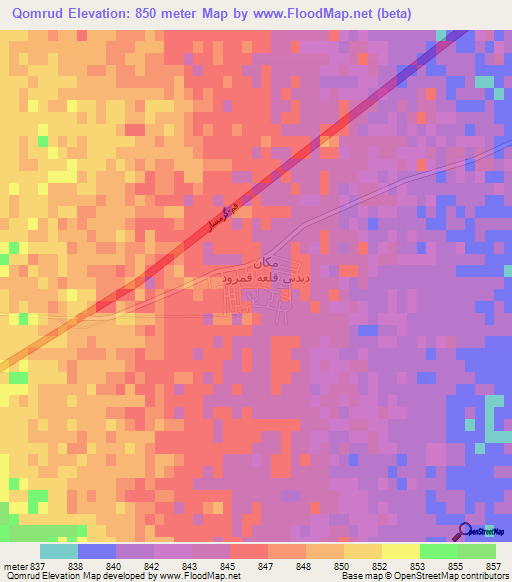 Qomrud,Iran Elevation Map