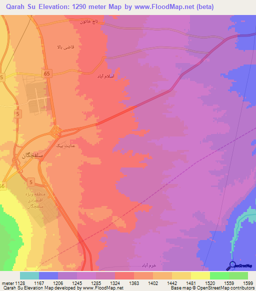 Qarah Su,Iran Elevation Map