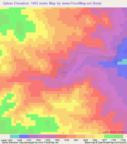 Qahan,Iran Elevation Map