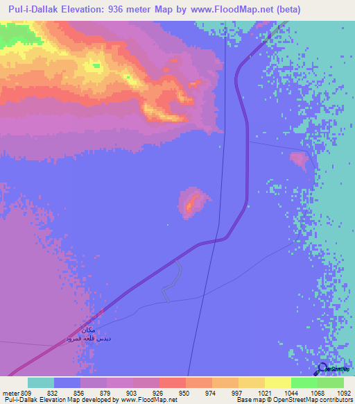 Pul-i-Dallak,Iran Elevation Map