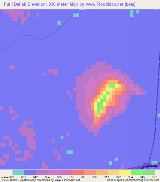 Pul-i-Dallak,Iran Elevation Map