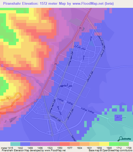Piranshahr,Iran Elevation Map