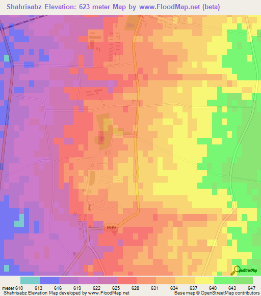 Shahrisabz,Uzbekistan Elevation Map