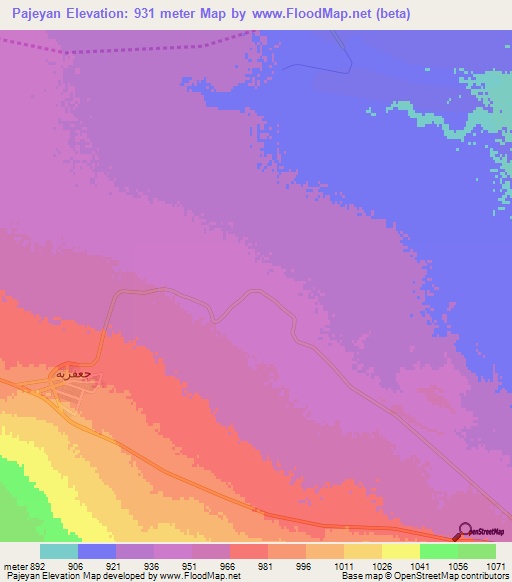 Pajeyan,Iran Elevation Map