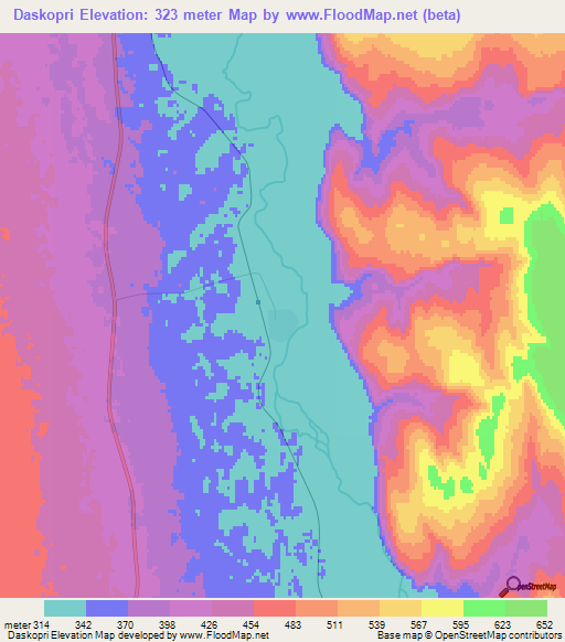 Daskopri,Turkmenistan Elevation Map