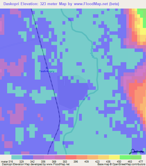 Daskopri,Turkmenistan Elevation Map