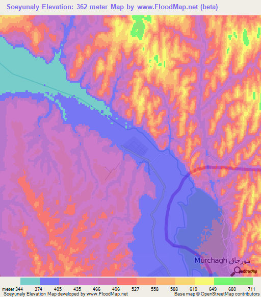 Soeyunaly,Turkmenistan Elevation Map