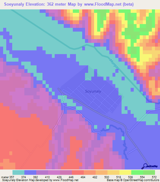 Soeyunaly,Turkmenistan Elevation Map