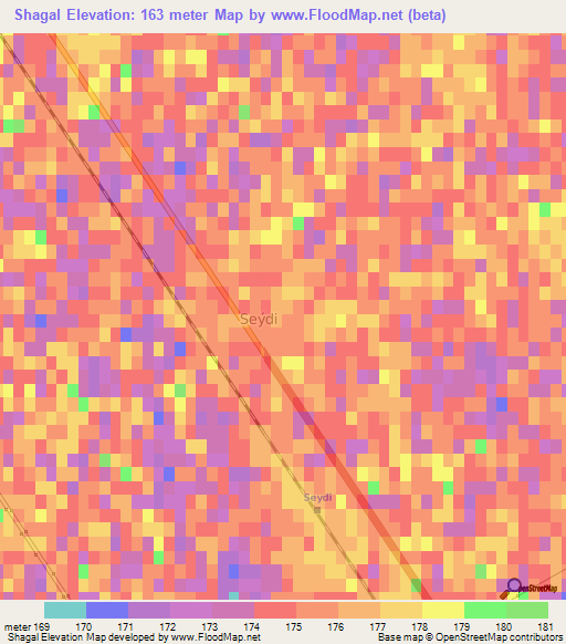 Shagal,Turkmenistan Elevation Map