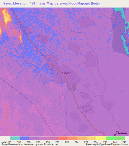 Sayat,Turkmenistan Elevation Map