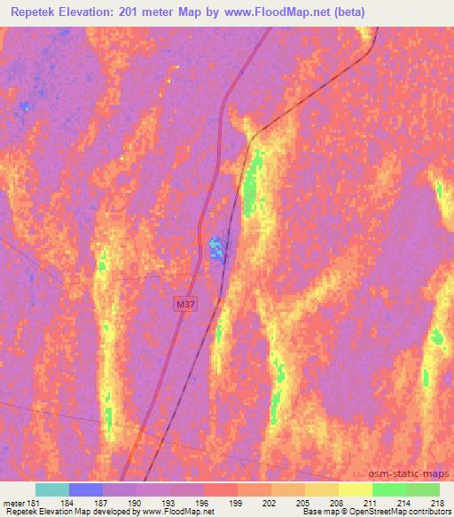 Repetek,Turkmenistan Elevation Map