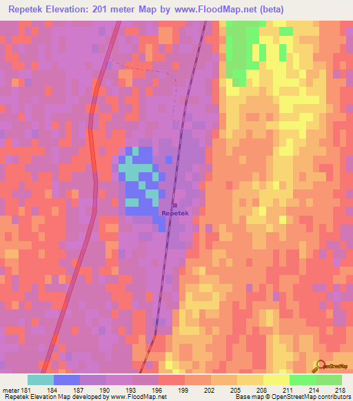Repetek,Turkmenistan Elevation Map