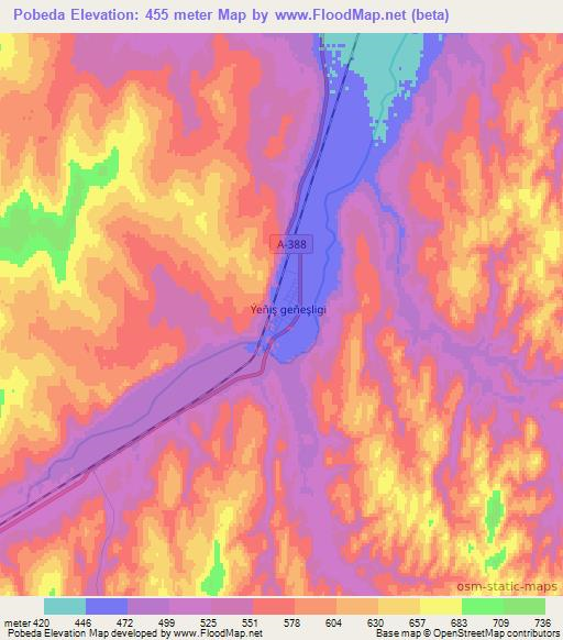 Pobeda,Turkmenistan Elevation Map