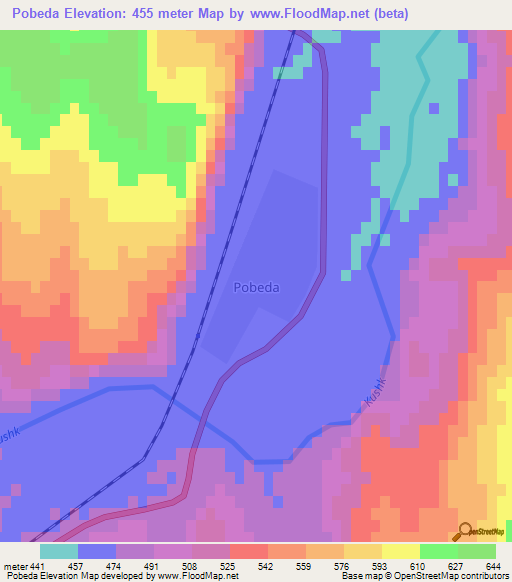 Pobeda,Turkmenistan Elevation Map