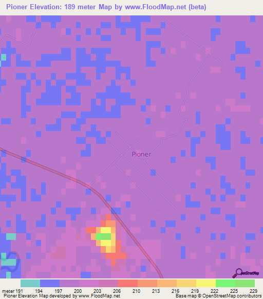 Pioner,Turkmenistan Elevation Map