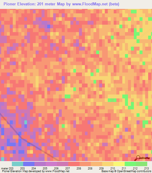 Pioner,Turkmenistan Elevation Map