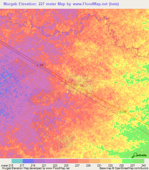 Murgab,Turkmenistan Elevation Map