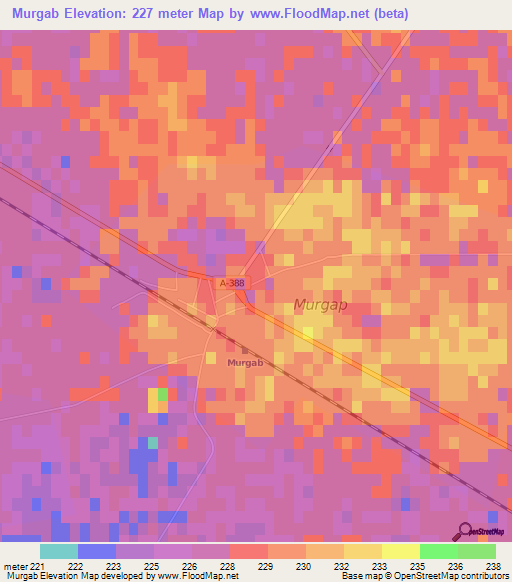 Murgab,Turkmenistan Elevation Map